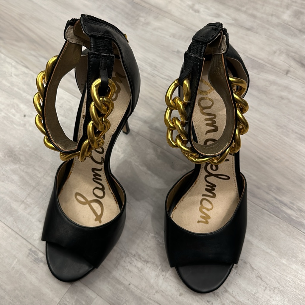Sam Edelman - Sexy Black Chained Ankle Heels